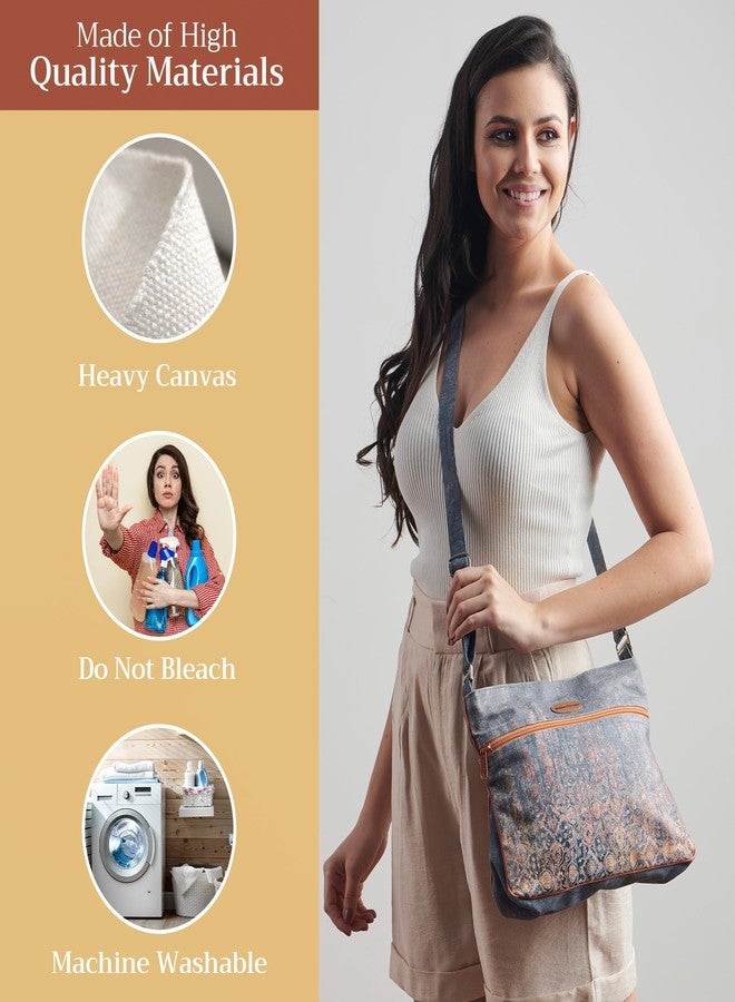 ميزون دي هيرمين حقائب كروس بودي من ميزون دي هيرمين للنساء، حقيبة كتف من قماش الكانفاس القطني للتسوق والسفر والاستخدام اليومي، حقيبة يد متعددة الجيوب بسحابات (عيب بسيط) - Image 3