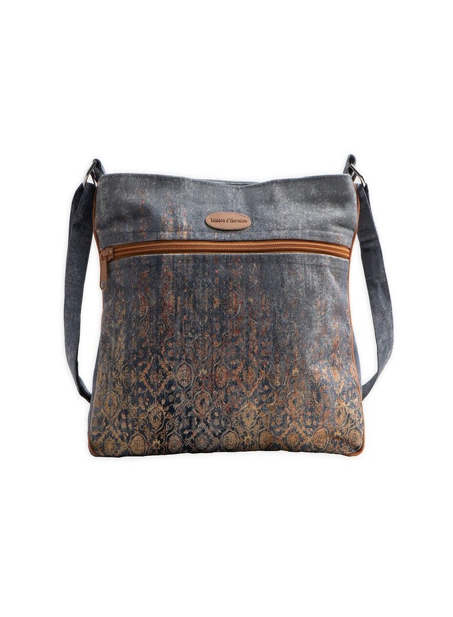 ميزون دي هيرمين حقائب كروس بودي من ميزون دي هيرمين للنساء، حقيبة كتف من قماش الكانفاس القطني للتسوق والسفر والاستخدام اليومي، حقيبة يد متعددة الجيوب بسحابات (عيب بسيط) - Image 1