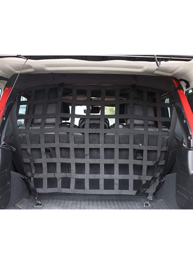 BESTAOO Pet Net Vehicle Safety Mesh Dog Barrier for Jeep Wrangler JK JL 4-Door 2007-2022, Fits Behind Rear Seat, Suitable for Medium, Large Pets, Easy to Install