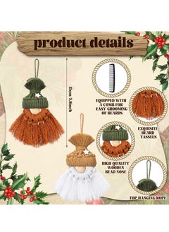 Antikiano 5 Pcs Boho Christmas Tree Hanging Ornaments Macrame Gnomes Ornament 6 Inch Knitted Boho Christmas Tree Decorations Neutral Farmhouse Rustic Christmas Tree Decor for  - Image 3