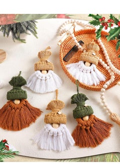 Antikiano 5 Pcs Boho Christmas Tree Hanging Ornaments Macrame Gnomes Ornament 6 Inch Knitted Boho Christmas Tree Decorations Neutral Farmhouse Rustic Christmas Tree Decor for  - Image 4