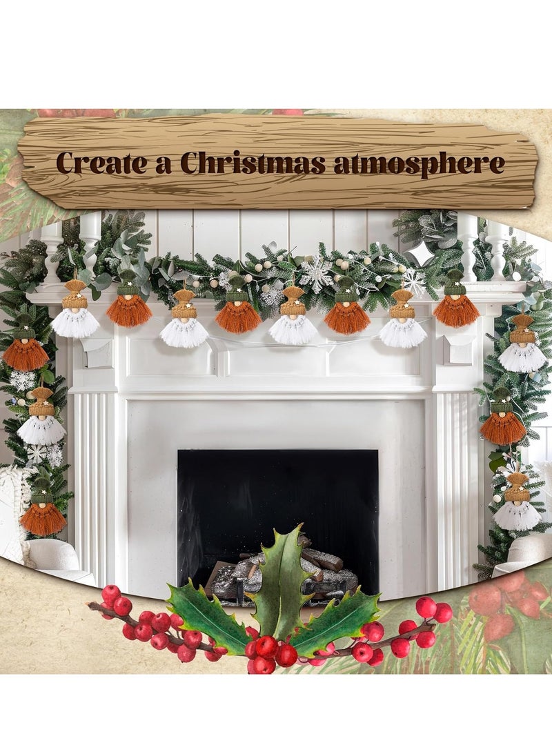 Antikiano 5 Pcs Boho Christmas Tree Hanging Ornaments Macrame Gnomes Ornament 6 Inch Knitted Boho Christmas Tree Decorations Neutral Farmhouse Rustic Christmas Tree Decor for  - Image 5