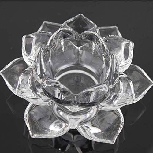 IndusBay® Pack of 12, Decoration Crystal Glass Lotus Candle Holders for Home Decoration Tealight Holders Exquisite Crystal Diya for Diwali Wedding - Image 2