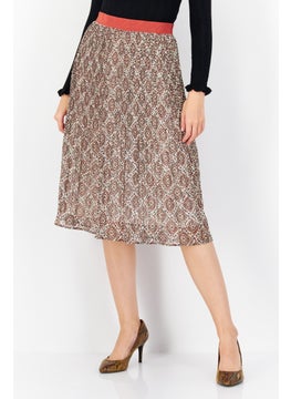 Zero Women Allover Print Maxi Skirt, Brown Combo  - Image 1