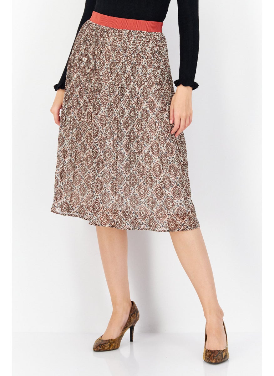 Zero Women Allover Print Maxi Skirt, Brown Combo  - Image 1
