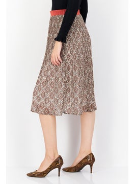 Zero Women Allover Print Maxi Skirt, Brown Combo  - Image 2