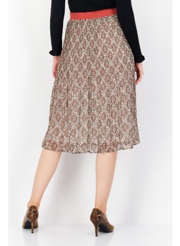 Zero Women Allover Print Maxi Skirt, Brown Combo  - Image 3