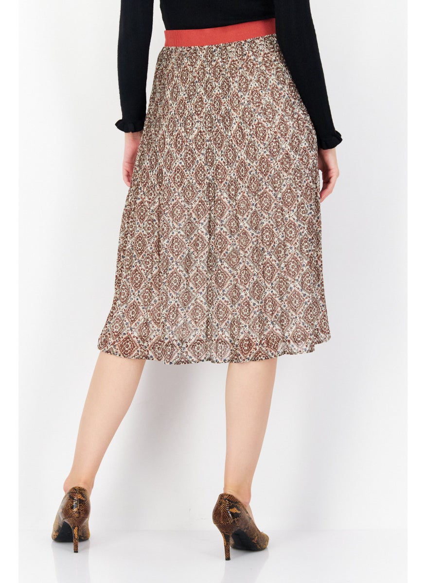 Zero Women Allover Print Maxi Skirt, Brown Combo  - Image 3