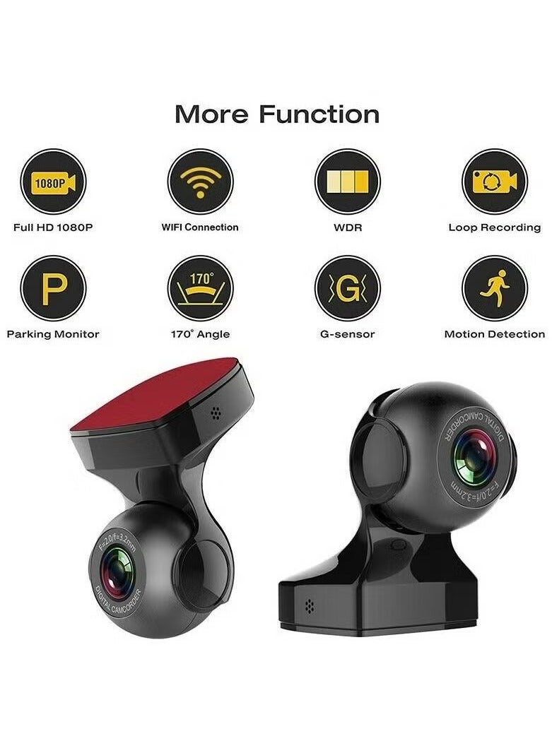 AROAQ Dash Cam, 1080p HD Electronic Car Dash Camera,  Car WIFI USB Driving Recorder With DVR G Sensor Loop, Night Vision Wide Angle Car Dash Camera Recorder With Loop Recording - Image 2