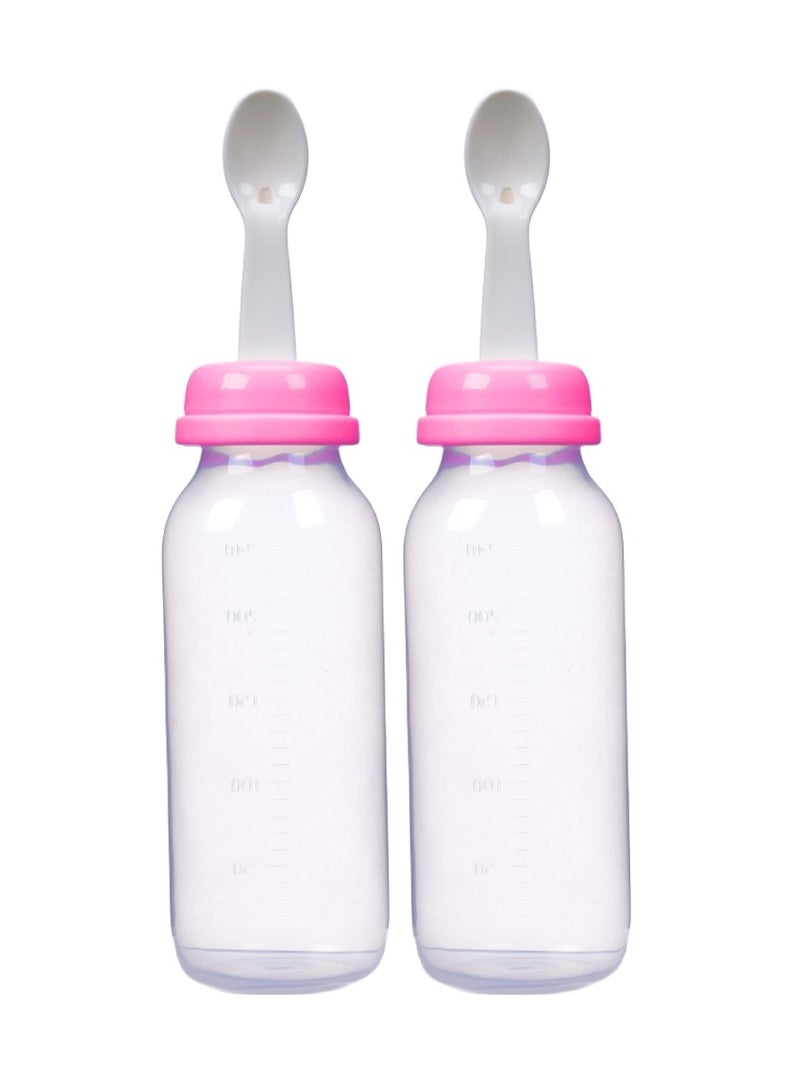 لوكو وحدة تغذية طعام مع ملعقة من لوكو 240 مل، لون وردي2 قطعة - Image 1