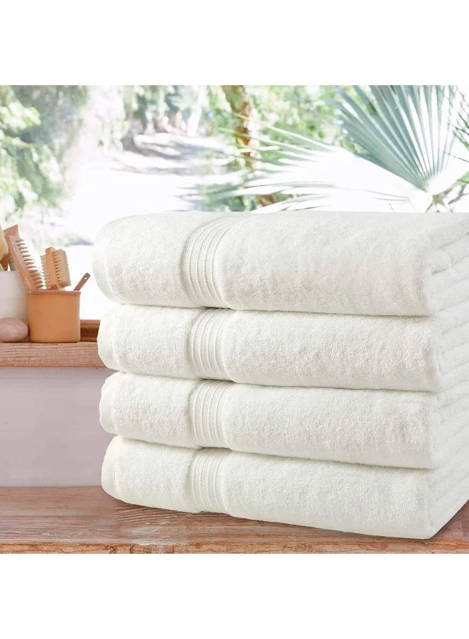 Bliss Casa Bliss Casa 4-Piece 100% Combed Cotton Bath Towels - 550 GSM Quick Dry Highly Absorbent Bathroom Towels - Thick Soft Hotel Quality Bath Towel Set for Bath And Spa 27x54 Inch