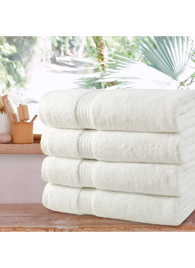 Bliss Casa Bliss Casa 4-Piece 100% Combed Cotton Bath Towels - 550 GSM Quick Dry Highly Absorbent Bathroom Towels - Thick Soft Hotel Quality Bath Towel Set for Bath And Spa 27x54 Inch
