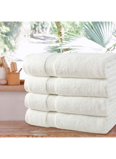 Bliss Casa Bliss Casa 4-Piece 100% Combed Cotton Bath Towels - 550 GSM Quick Dry Highly Absorbent Bathroom Towels - Thick Soft Hotel Quality Bath Towel Set for Bath And Spa 27x54 Inch  - Image 1