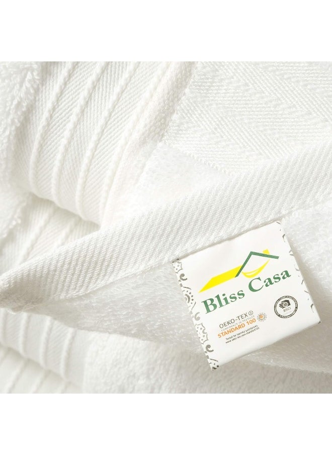 بليس كاسا مناشف حمام من القطن الممشط بنسبة 100% من Bliss Casa مكونة من 4 قطع - مناشف حمام سريعة الجفاف 550 جرام في المتر المربع عالية الامتصاص - مجموعة مناشف حمام سميكة وناعمة بجودة الفنادق للحمام والمنتجعات الصحية مقاس 27 × 54 بوصة  - Image 5