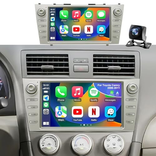 iCarSEPTON 64G 5GWiFi Upgrade Android Car Radio for Toyota Camry 2007 2008 2009 2010 2011, Head Unit HD 9inch Touch Screen Car Stereo Wireless Carplay Android Auto Bluetooth GPS Navigation SWC FM Backup Camera - Image 1