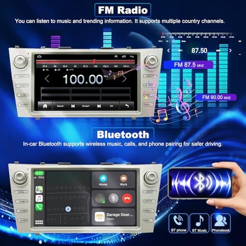 iCarSEPTON 64G 5GWiFi Upgrade Android Car Radio for Toyota Camry 2007 2008 2009 2010 2011, Head Unit HD 9inch Touch Screen Car Stereo Wireless Carplay Android Auto Bluetooth GPS Navigation SWC FM Backup Camera - Image 5