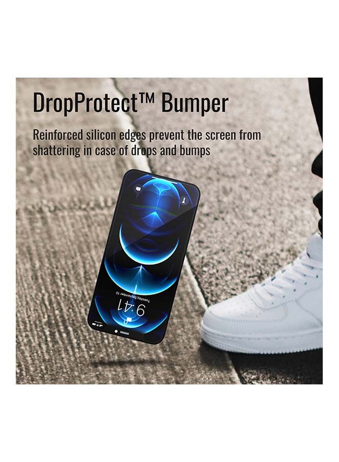 NIBEMINENT DropProtect Matte Tempered Glass With Built-In Bumper For iPhone 13 Pro Black - Image 2