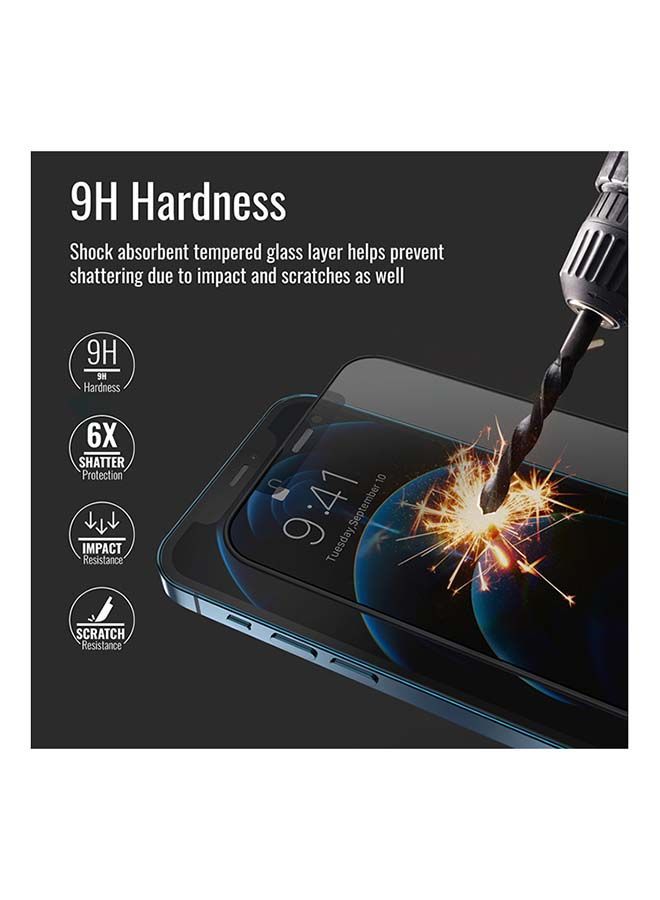 NIBEMINENT DropProtect Matte Tempered Glass With Built-In Bumper For iPhone 13 Pro Black - Image 5
