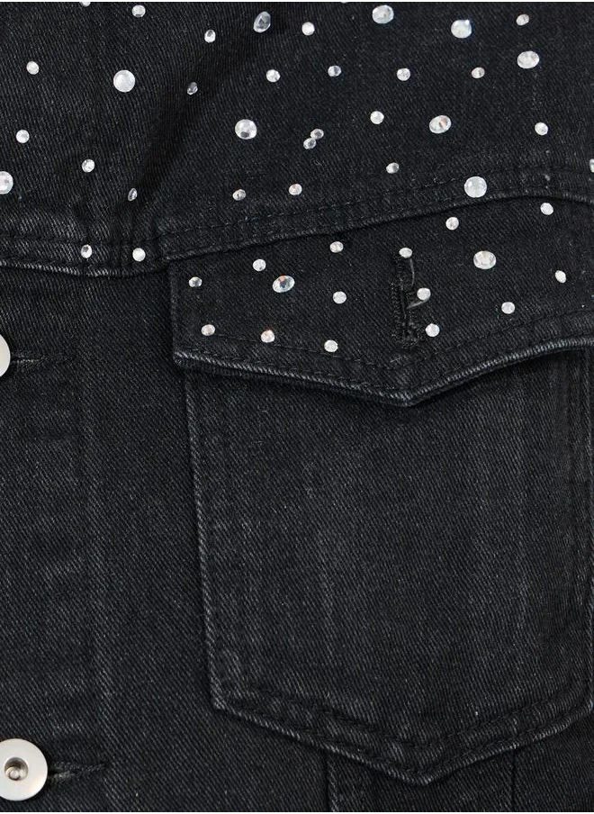 Styli Embellished Detail Denim Jacket