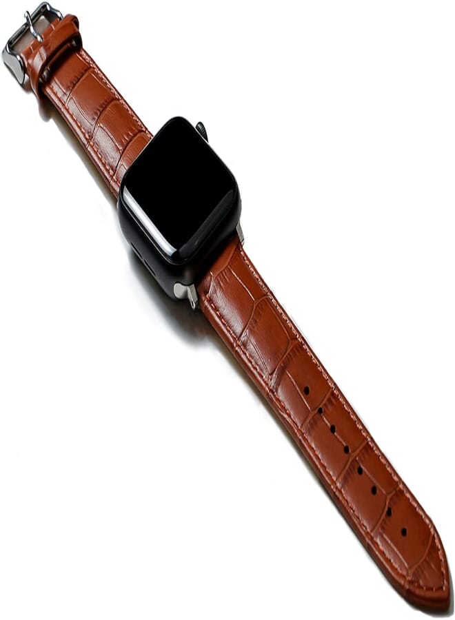 IZONE Premium and Stylish Luxury Leather Strap Designed For Apple Watch Compatible With Series 2 3 4 5 6 7 8 9 Ultra (42mm/44mm/45mm, Light Brown)