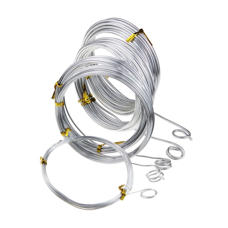 Goodma Silver Aluminum Craft Wire, 5 Assorted Sizes (1 mm, 1.5 mm, 2 mm, 2.5 mm and 3 mm in Thickness) Aluminum Wire Rolls for DIY Sculpture and Crafts, Each Roll 16.4 Feets / 5 Meters Length - Image 1