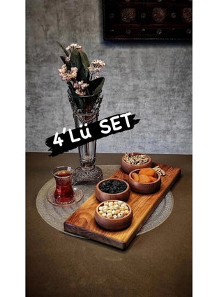 Boz House 4 Pieces Natural Wooden Snack Bowl Made from Bamboo Tree  - Image 1