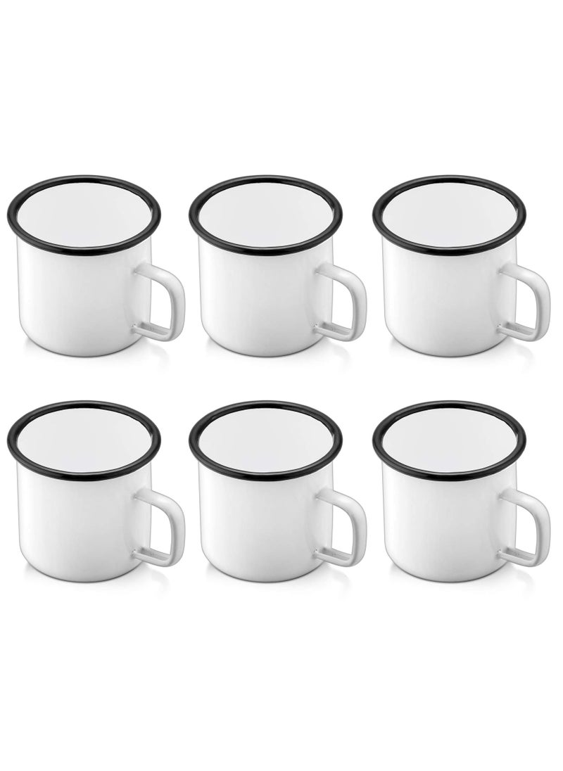 P&P CHEF PP CHEF Enamel Camping Coffee Mug Set of 6 Small Colored Mugs Cups for Family GatheringFriend PartyCampingPicnicFishing Lightweight  Portable 12 Ounce 350ML  White 