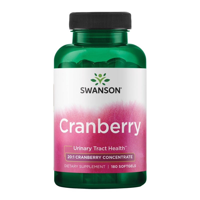 Swanson Cranberry Supports Urinary Tract Health Bladder Control and Promotes Healthy Kidney Function Cranberry Supplement Made with 201 Cranberry Juice Concentrate 180 Softgels