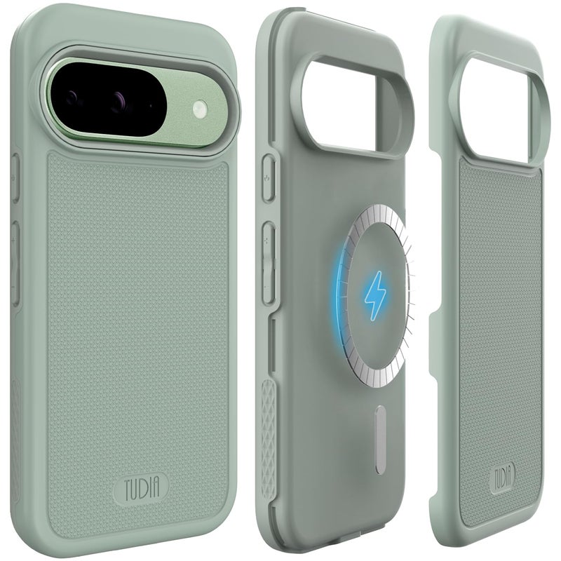 TUDIA MergeGrip Magsafe Compatible Case for Google Pixel 9 Pixel 9 Pro Cases 2024 Military Grade Drop Tested Dual Layer Shockproof Slim Heavy Duty Protective Phone Case Cover Green Lily - Image 2