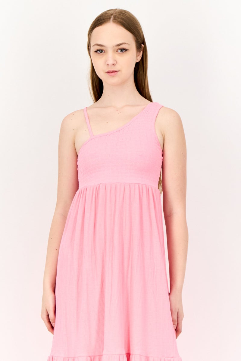 ONLY فستان نسائي بتصميم A-Line مع نسيج، وردي زاهي - Image 2