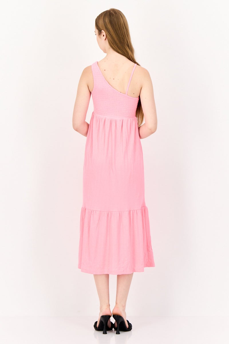 ONLY فستان نسائي بتصميم A-Line مع نسيج، وردي زاهي - Image 4