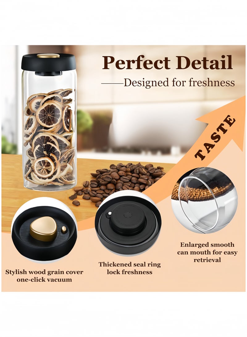 وعاء زجاجي شفاف محكم الإغلاق ومقاوم للرطوبة لتخزين حبوب البن، سعة كبيرة (1800 مل). - Image 2