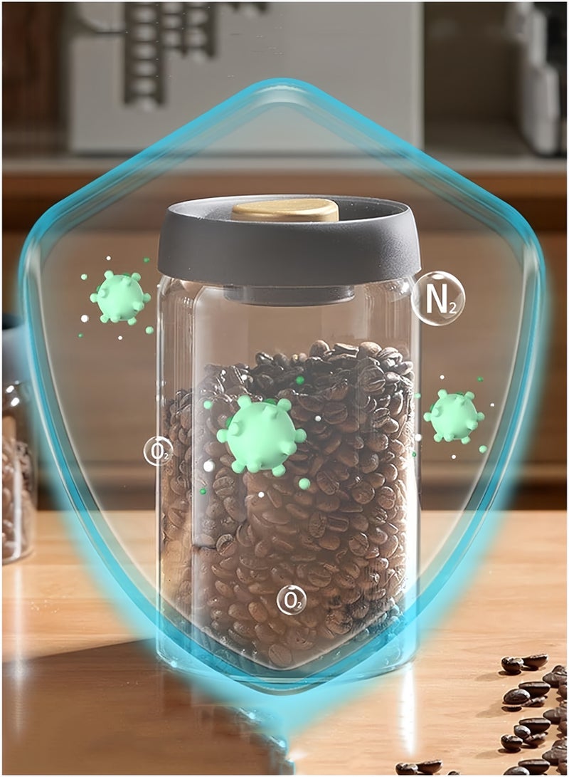 وعاء زجاجي شفاف محكم الإغلاق ومقاوم للرطوبة لتخزين حبوب البن، سعة كبيرة (1800 مل). - Image 3