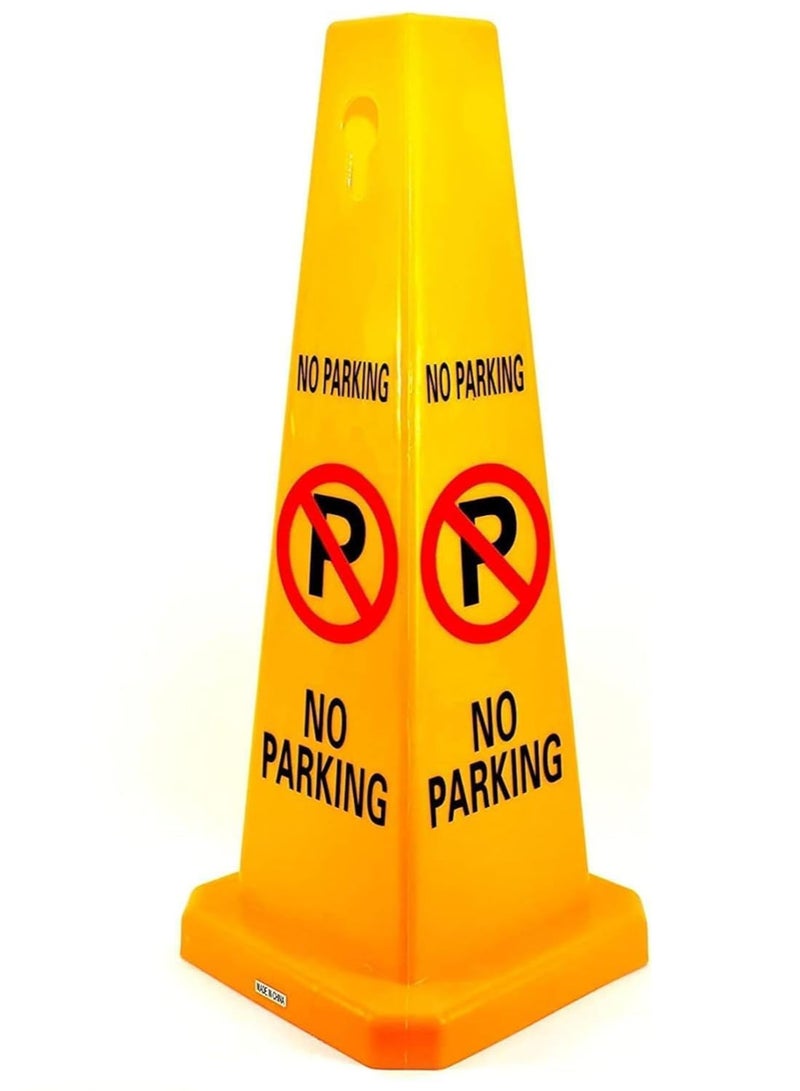 Festive Gallery No Parking Cone | Yellow No Parking Sign with 4 Sides View | Easily Noticable No Parking Sign with Chain and Sign Attachable Socket (67 x 28 cm) - Image 1