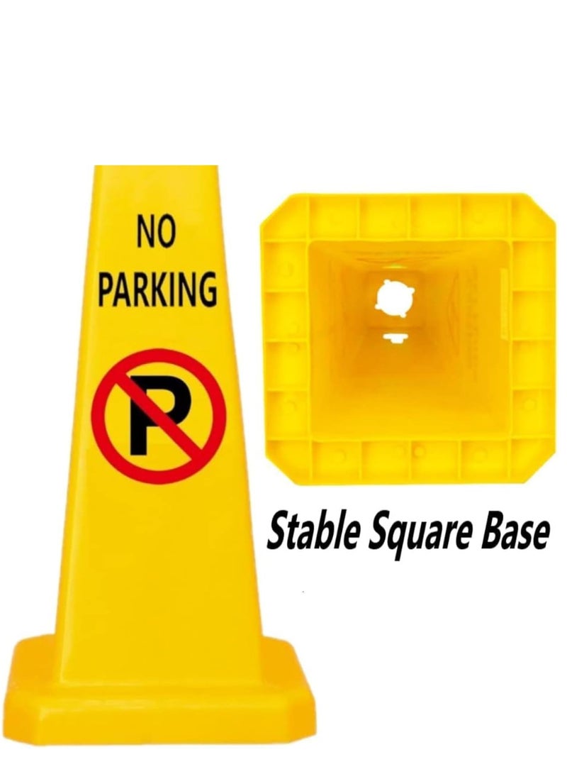 Festive Gallery No Parking Cone | Yellow No Parking Sign with 4 Sides View | Easily Noticable No Parking Sign with Chain and Sign Attachable Socket (67 x 28 cm) - Image 3