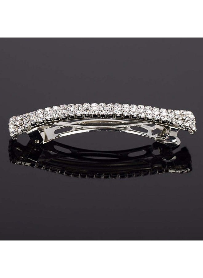 lasenersm lasenersm Hair Clip, 2 Pieces Hair Accessory with Three Row Rhinestone Crystal, Hair Barrette Clip for Girls and Women, 2.75 in Length, Silver  - Image 2