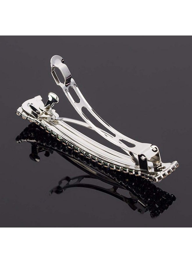 lasenersm lasenersm Hair Clip, 2 Pieces Hair Accessory with Three Row Rhinestone Crystal, Hair Barrette Clip for Girls and Women, 2.75 in Length, Silver  - Image 5