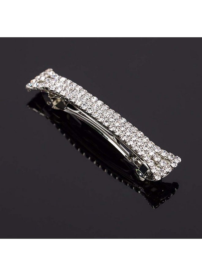 lasenersm lasenersm Hair Clip, 2 Pieces Hair Accessory with Three Row Rhinestone Crystal, Hair Barrette Clip for Girls and Women, 2.75 in Length, Silver  - Image 4