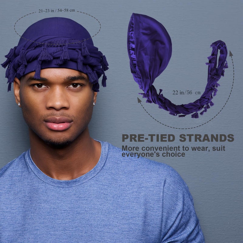 MLTUARG 6 Pack Satin Lined Turban for Men, Silky Pre-Tied Halo Head Wraps â€“ Hair Protection Sleep Cap for Waves, Braids - Image 2