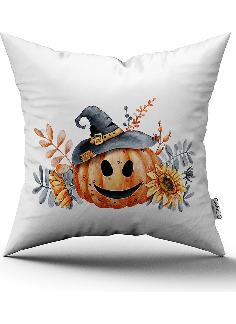 Cango Home Orange Halloween Pumpkin Patterned Digital Printed Throw Pillow Cover CGH757 
