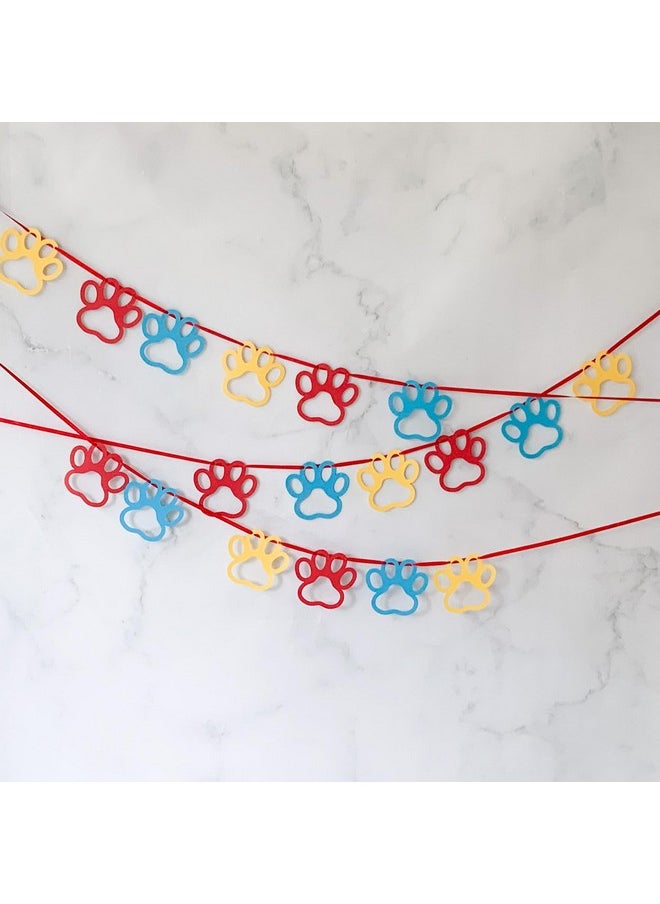 Pinfliers - Pinfliers Cartoon Birthday Decorations|Dog Birthday Decorations|Pet Puppy Paw ty Barkday Party Theme Paper Decoration Items|Paper Bunting, Pennants,Banner, 18 pieces, Red, Blue, Yellow,6 feet - Image 1