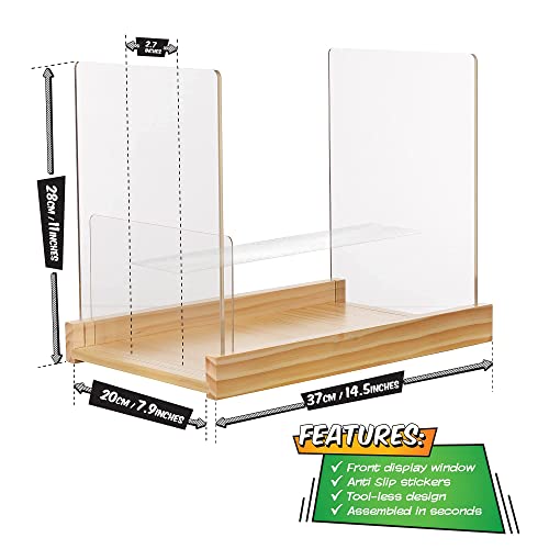 Komiq Patented Comic Book Storage Holder – Wooden & Acrylic Display Box/Case for Collectors – Organizer for Comics, Magazines & Books – Holds 150 Issues, 14.5x8 in (Natural) - Image 2