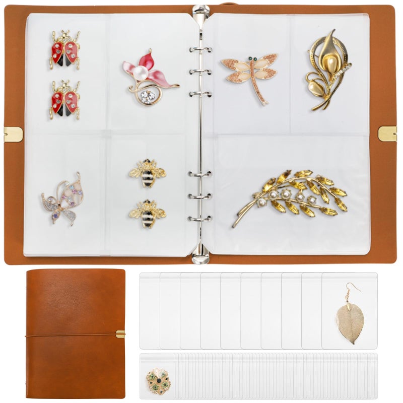 Acshio 134 Pockets Jewelry Storage Book, PU Leather Travel Jewelry Organizer with Pockets, Portable Earring Organizer Case Ring Holder for Bracelet, Necklace - Image 1