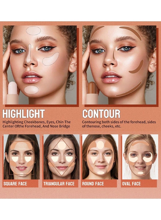 HelloKiss 2 in 1 Three-Dimensional Concealer Stick  - 2 in 1 Professional Double Head Highlighter Stick,Cream Contour Stick,Multifunctional Makeup Sticks Pen For Face Shaping and face Brightens(#04) - Image 5