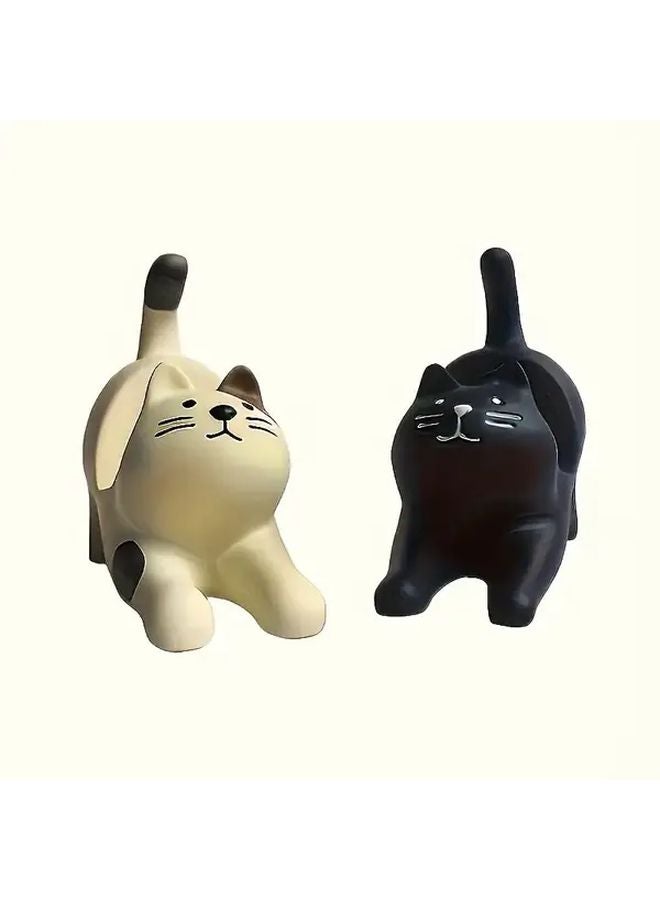 Black Cat Phone Holder Ergonomic Design ABS Material Adhesive Pad Multi Functional Desktop - Image 2