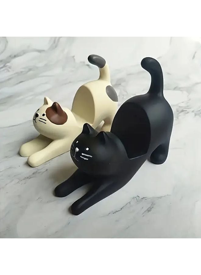 Black Cat Phone Holder Ergonomic Design ABS Material Adhesive Pad Multi Functional Desktop - Image 3
