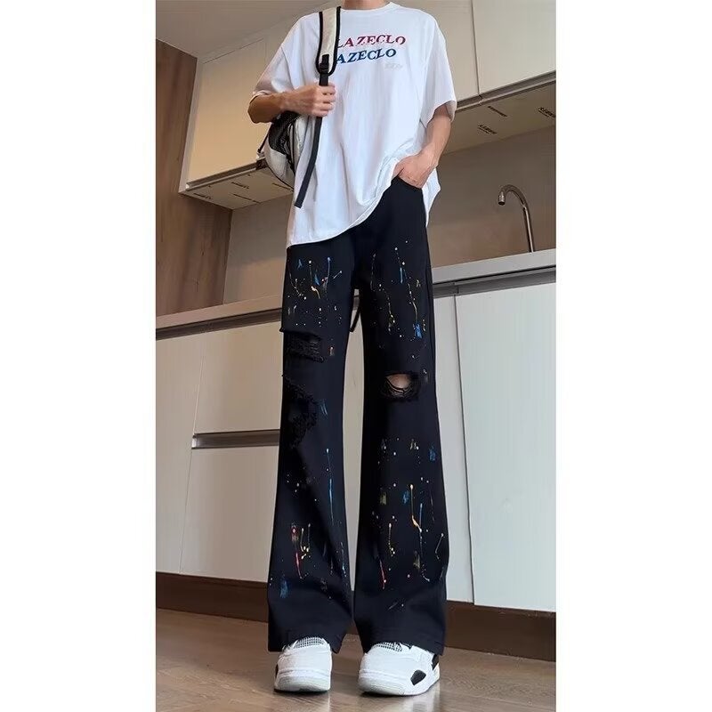 Unisex Classic Denim Jeans Loose Fit Daily Outdoor Wear