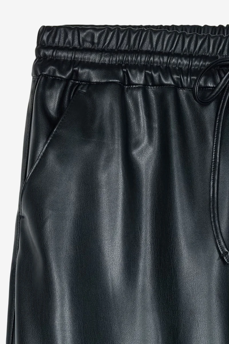 Dilvin Black DILVIN Women’s Wide-Leg Faux Leather Trousers for Women | Best Price UAE