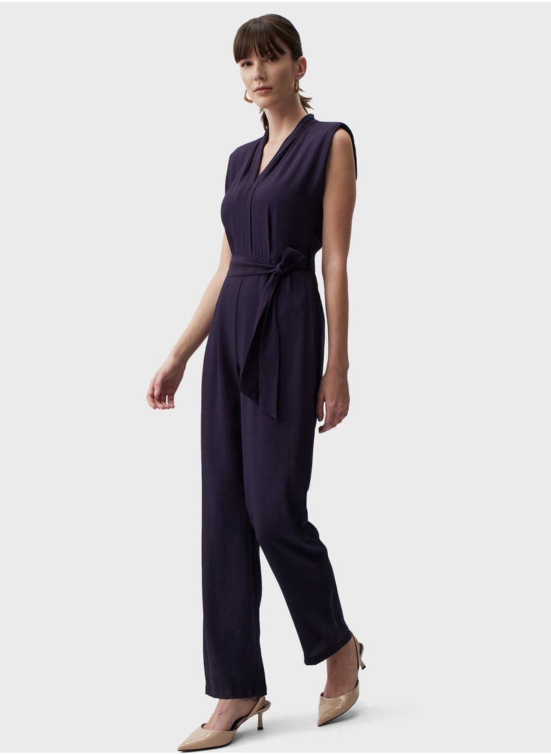 Jimmy Key - V-Neck Wide Leg Jumpsuit - Image 1