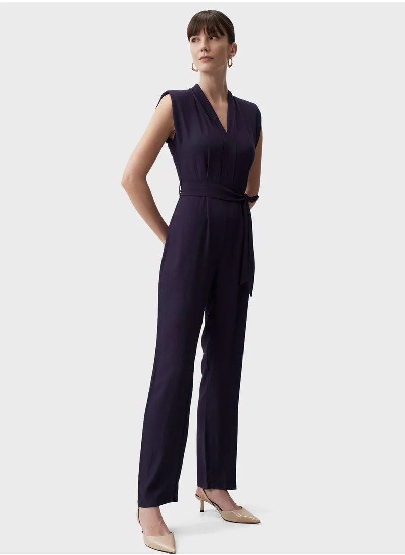 Jimmy Key V-Neck Wide Leg Jumpsuit